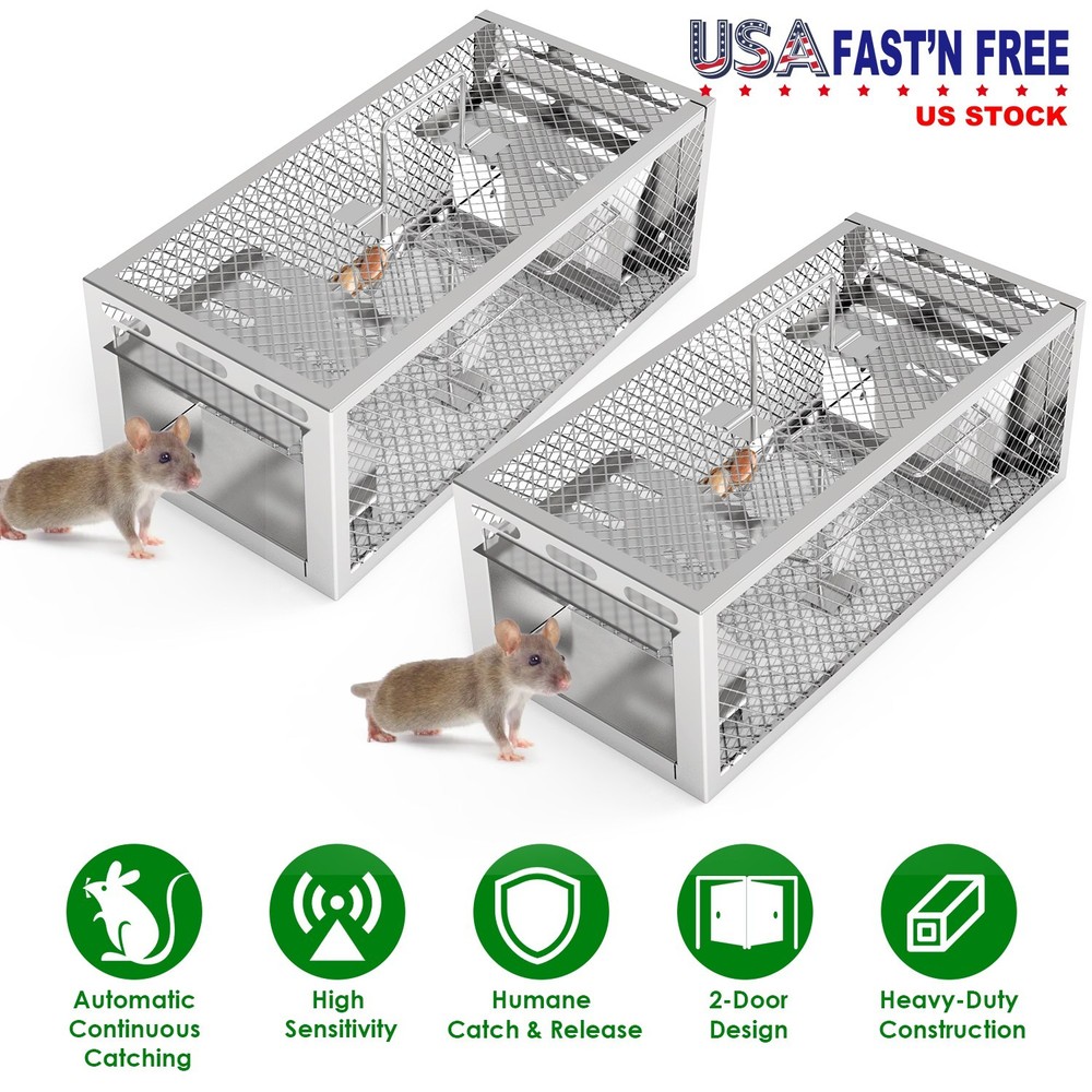 2Pcs Humane Live Mouse Traps Automatic Continuous Catching Rat Trap for House