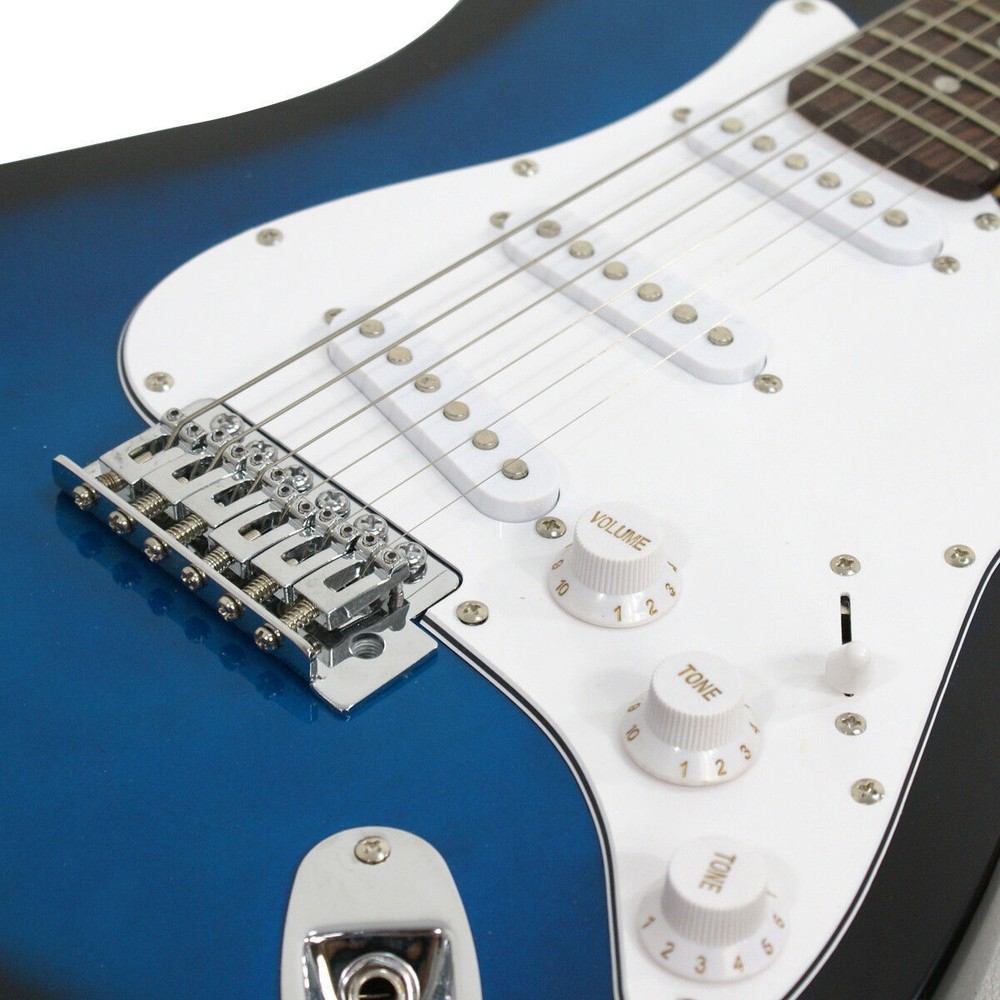 39" Full Size Electric Guitar with Amp Case Accessories Pack for Beginner Blue