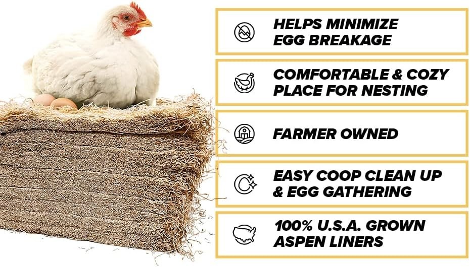 Comfortable Aspen Nesting Pads for Laying Hens - 10 Pack, Easy Egg Collection