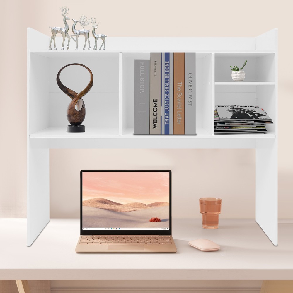 PVC Desktop Organizer, 6 Compartments Office Storage Rack, Desktop Bookshelf