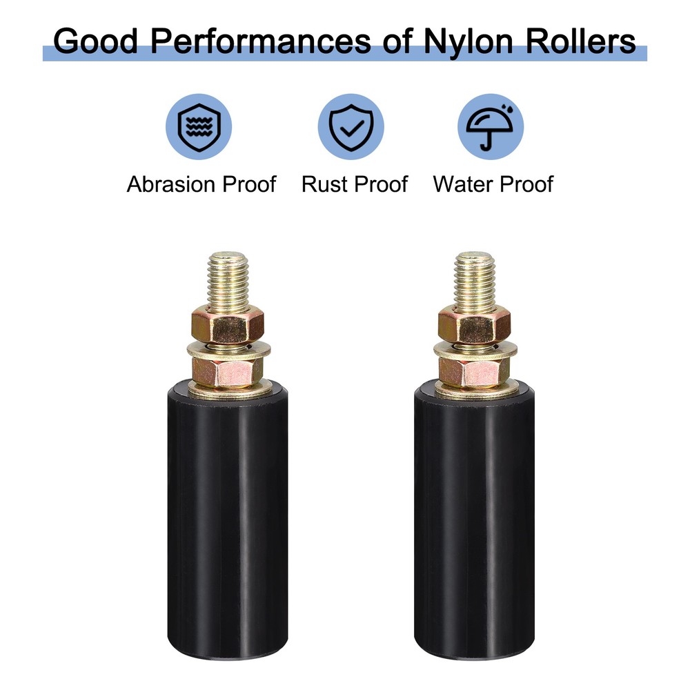 Slide Gate Guide Roller with L Post Bracket 3" Dual Nylon Rollers - Black