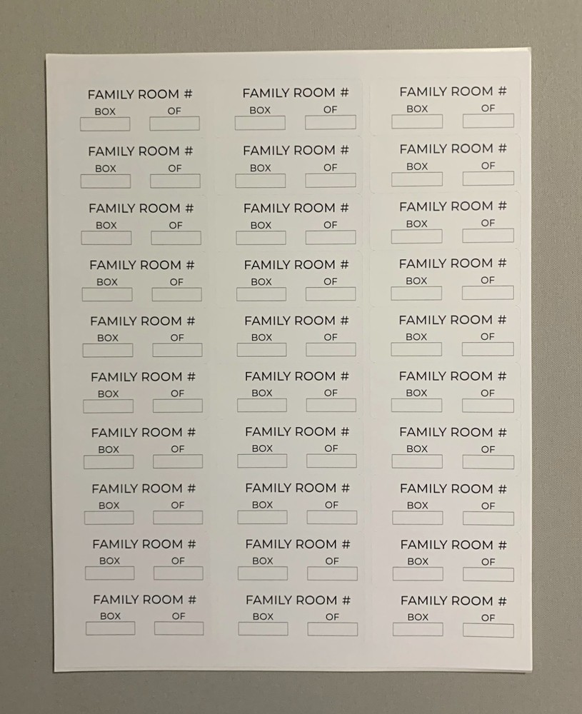 10 Sheets of Coded Moving Box Labels Stickers (Box #, Bedroom, Kitchen, + More)