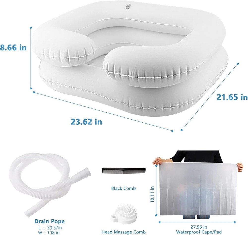 Inflatable Shampoo Basin for Bedside - Ideal for Bedridden & Mobility-Limited