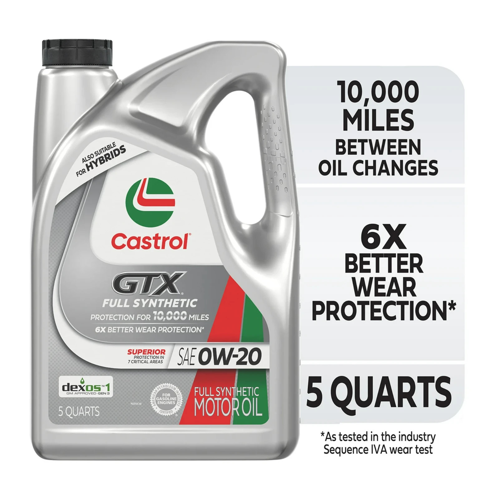Castrol GTX 0W-20 Full Synthetic Motor Oil 5 Quarts Sludge Protection
