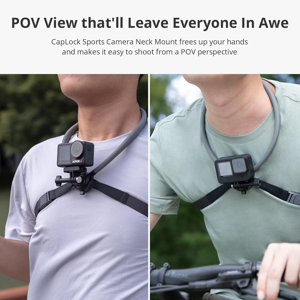 PGYTECH CapLock POV Action Camera Neck Mount, Quick Release & Black