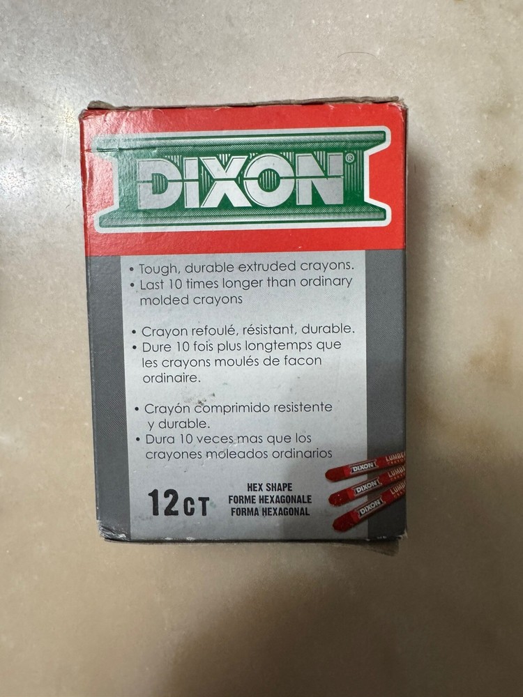 DIXON Soft Red Lumber Crayons 12 Count 52012 Hex Shape