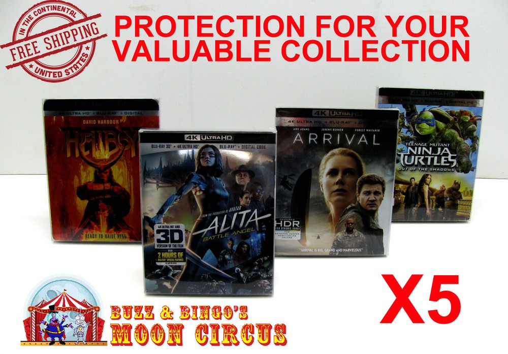 5x 4K UHD WITH SLIPCOVER (SIZE 4K2) - CLEAR PLASTIC BOX PROTECTOR SLEEVE