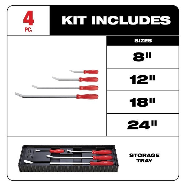 Milwaukee Tool 48-22-9214 4 Pc. Pry Bar Set
