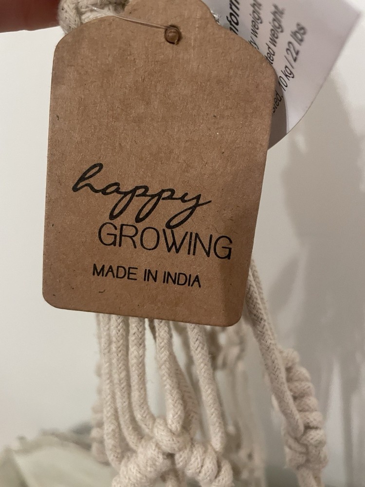 Macrame Hanging Plant Holder 8" Pot Boho Cottage Core NWT