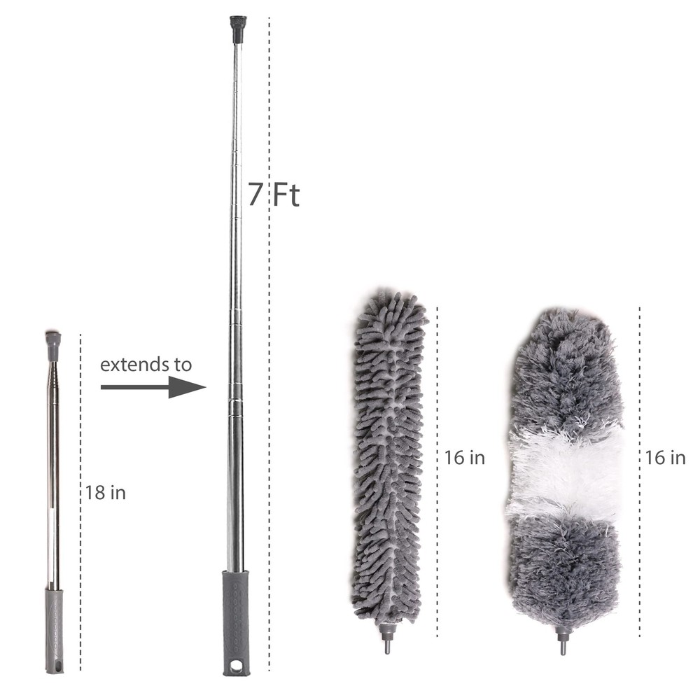 Ceiling Fan Duster with Extension Pole, 7 Ft Long Microfiber Dusters for Clea...