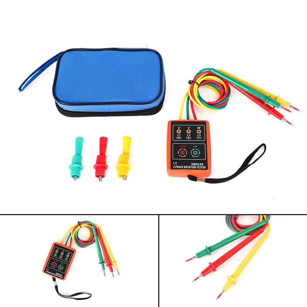3 Phase Sequence Rotation Tester LED Indicator Detector Meter Checker SM852B