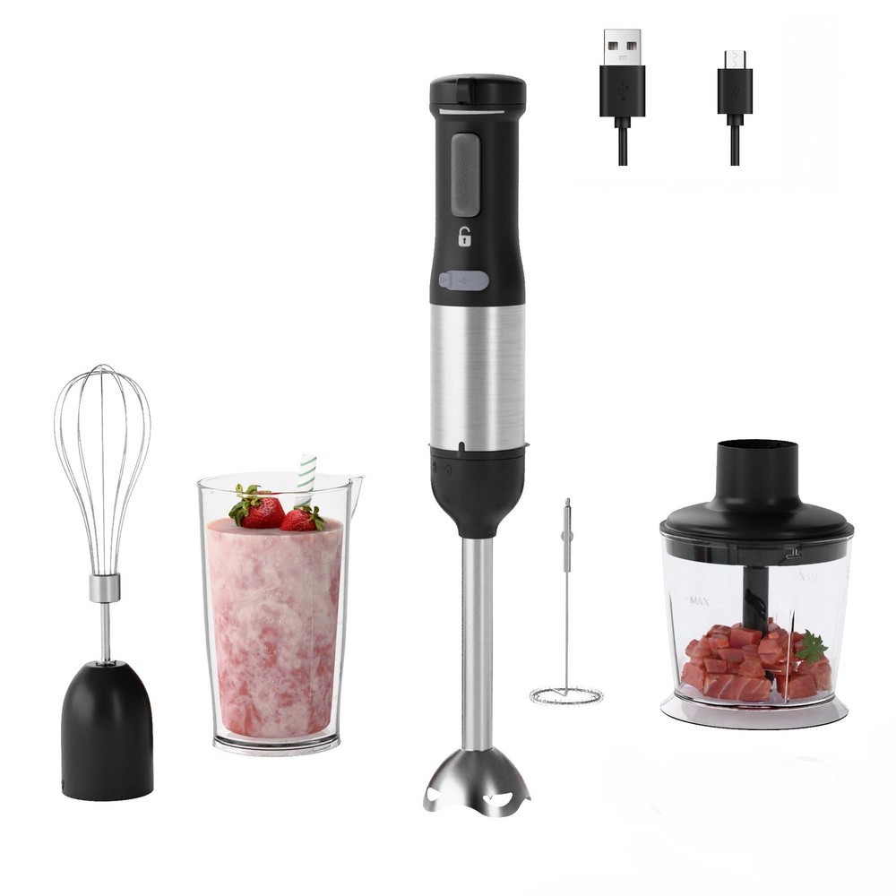 Cordless Immersion Hand Blender, 5-in-1 Variable Speed blender handheld,Recha...