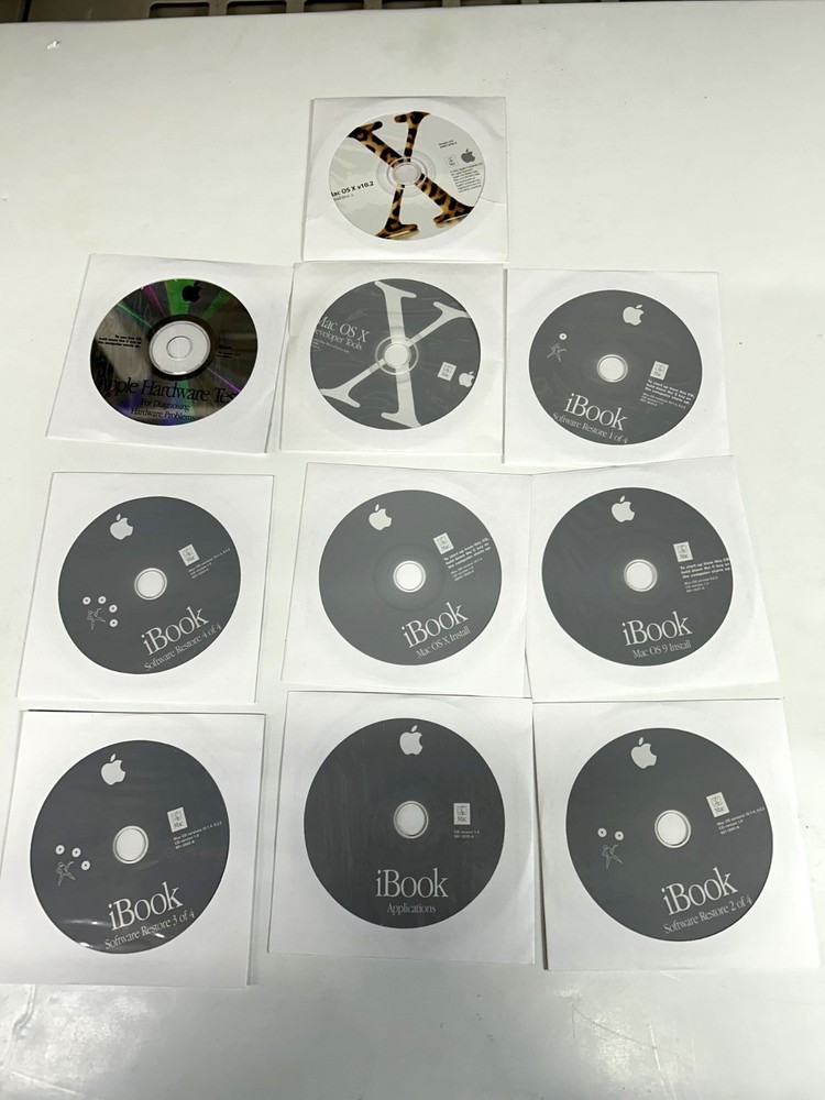 Apple iBook CD lot  Manual & Software + Mac OS X vrs 10.2 (2 cds)