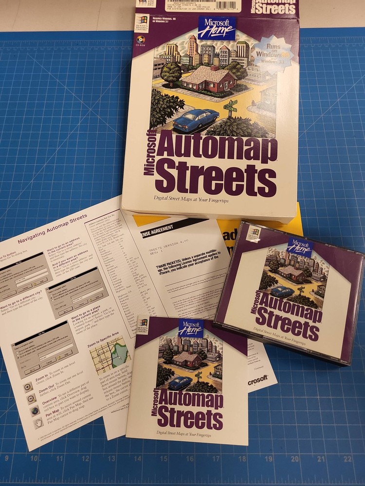 Microsoft Automap Streets Digital Street Maps Software Windows 95 3.1 CD