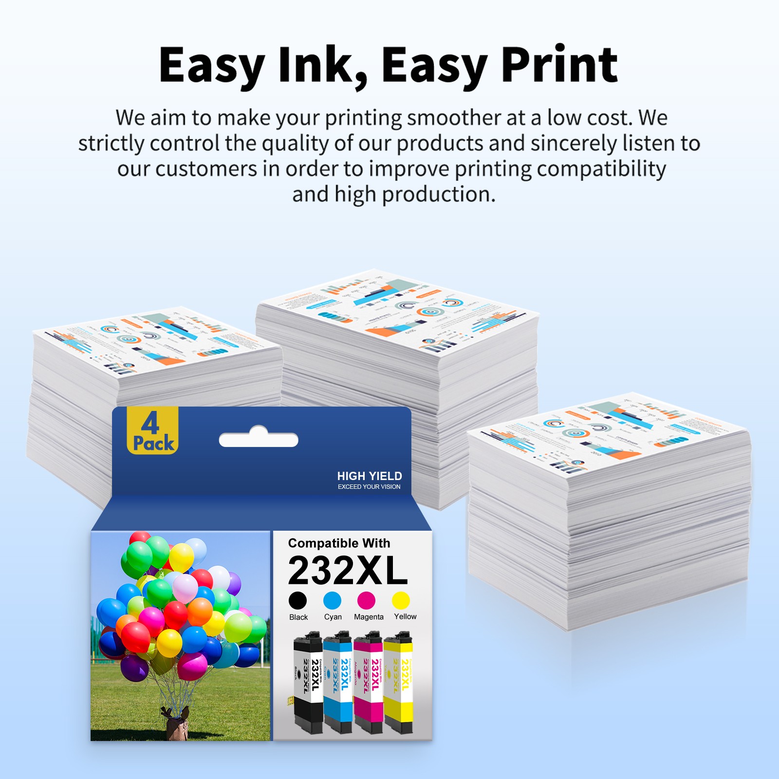 232XL Ink Replacement for Epson XP-4200 XP-4205 WF-2930 WF-2950 Printer (4-Pack)