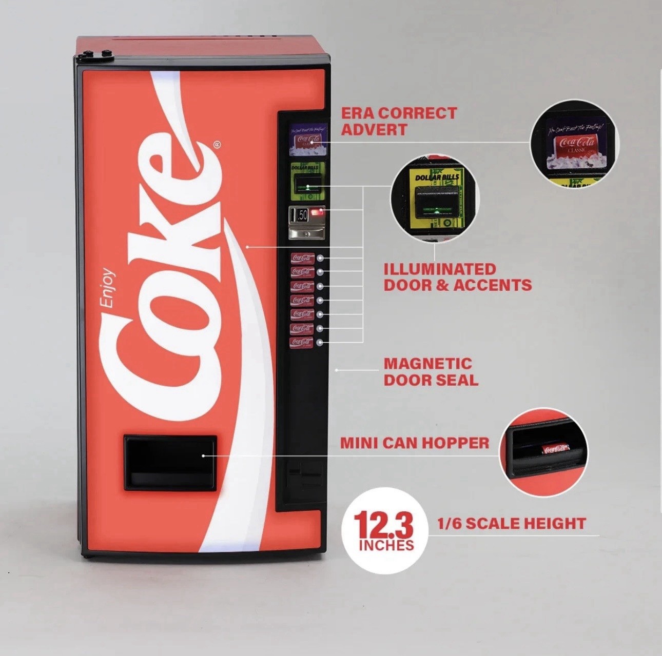 NEW WAVE TOYS COCA-COLA CLASSIC REPLICA ARCADE VENDING MACHINE 1/6 Scale *RARE*