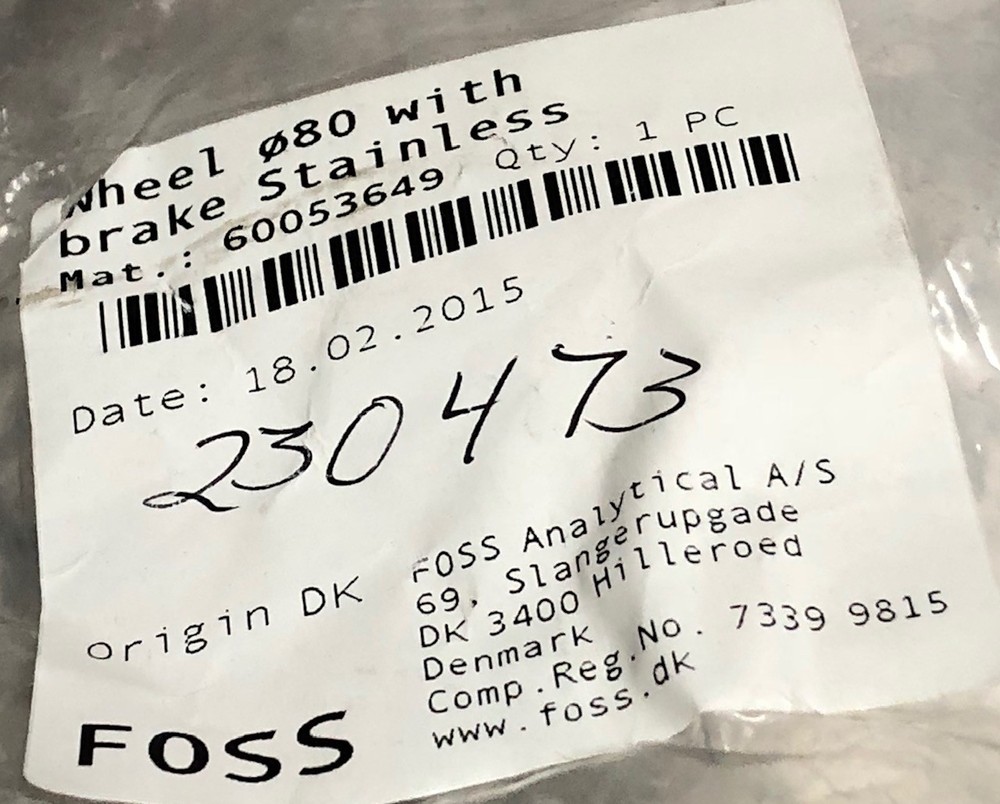 Foss Castor Wheel 080 with Brake Stainless