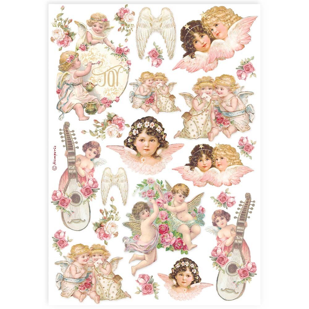 Stamperia A4 RICE PAPER - ANGELS,  Decoupage