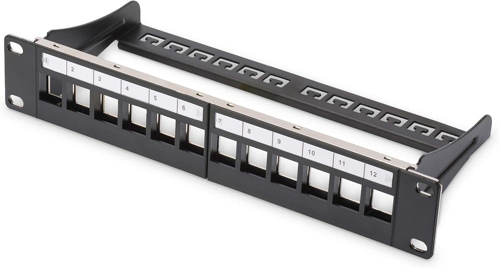 DIGITUS Patch Panel Modular - 12 Ports - 10-inch Rack Mount 1U - Keystone Module