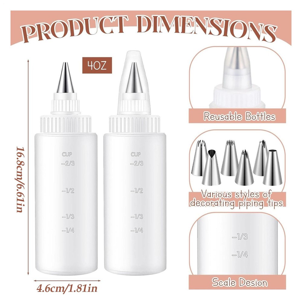 Icing Bottles Ergonomic Leak Proof Tool Set Decorating Icing Tubes