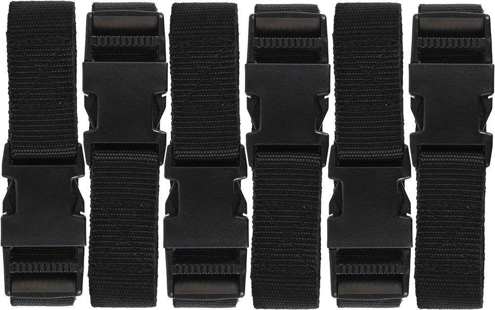 Harrier Hardware Utility Strap with Quick-Release Buckle, Black, 72-Inch, 6-Pack