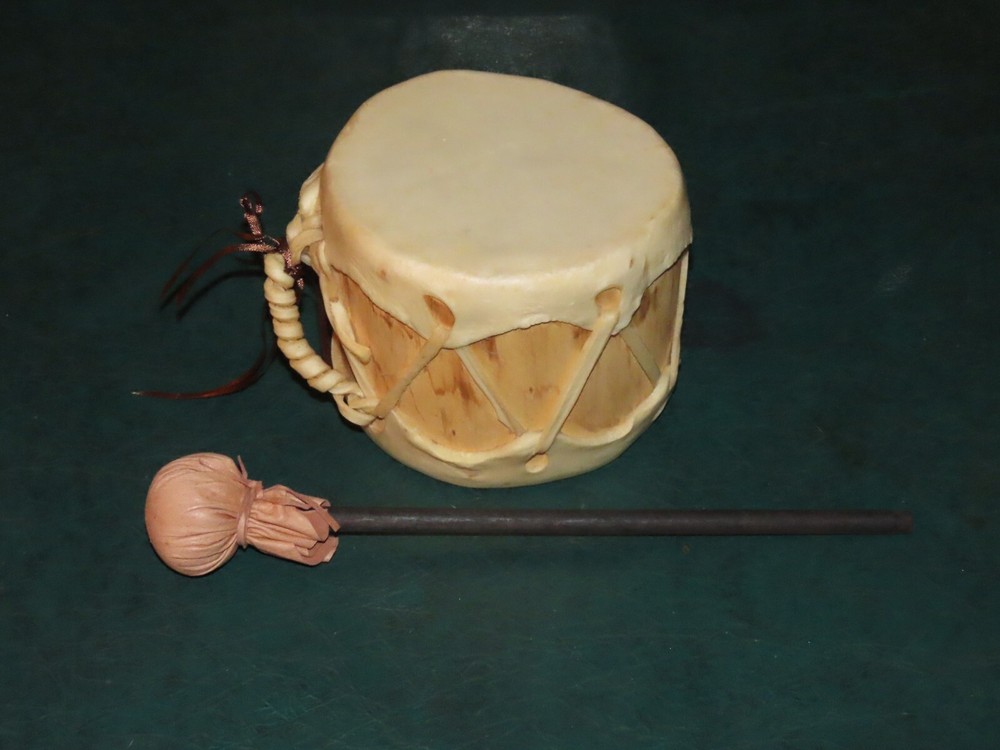 RAWHIDE & WOOD DRUM WITH BEATER