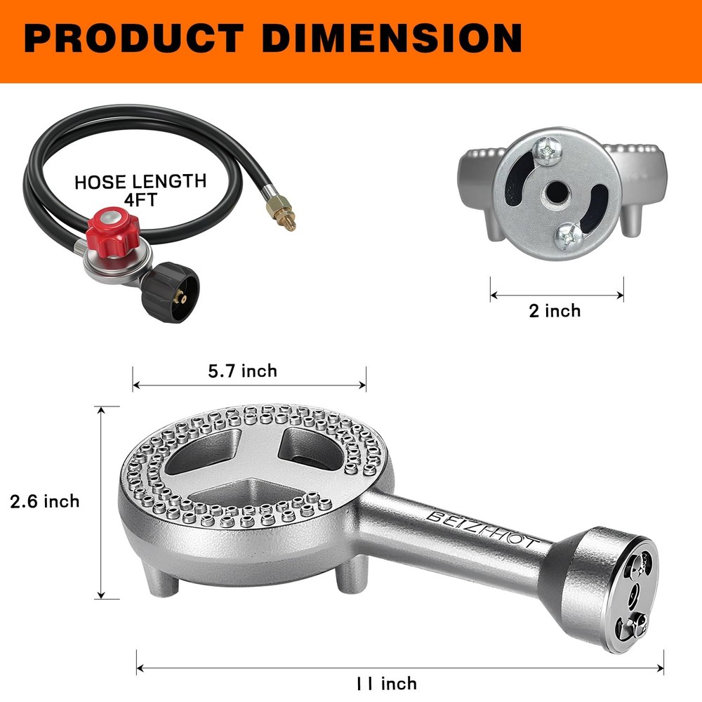 High Pressure Cast Iron Propane Burner with Regulator