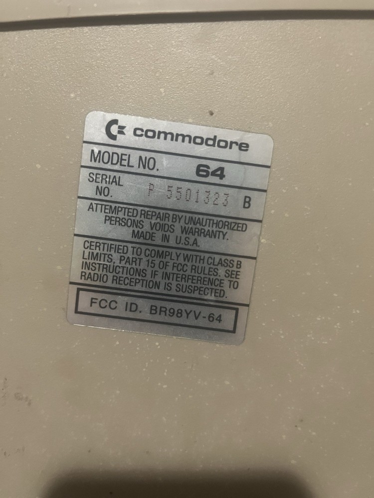 Vintage Commodore 64 With Power Supply Untested