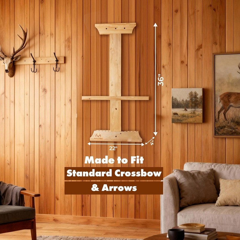 Wall Mounted Bow and Arrow Display Rack Crossbow Holder 10-Arrow Storage