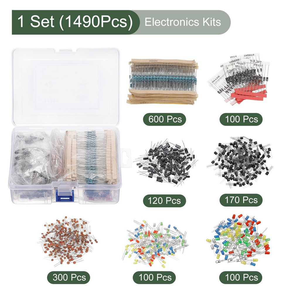 1490Pcs Electronics Kits House Components Capacitor Kit Electrical Repaired