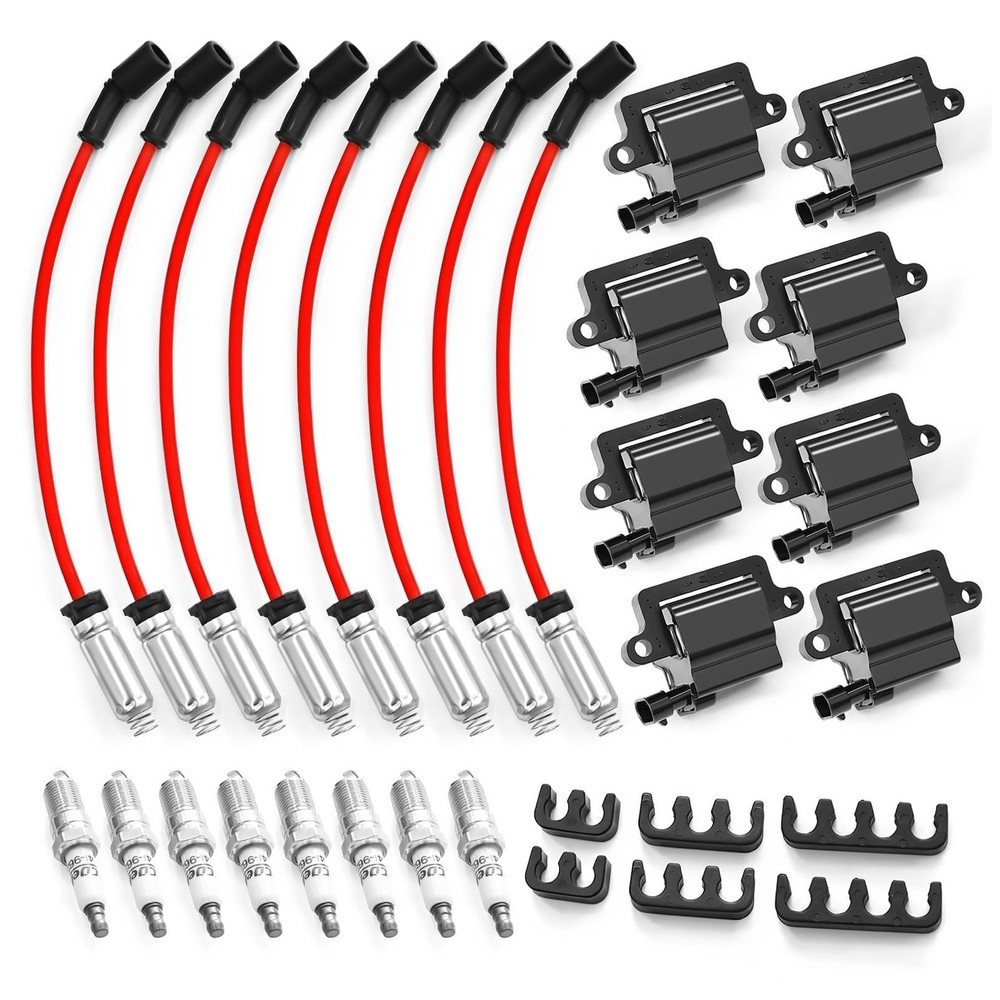 8 Pack Square Ignition Coil D581 UF-271 & Iridium Spark Plug Wire M... Fast Ship