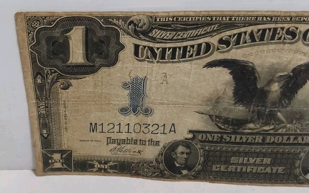 1899 1$ Black Eagle Silver Certificate - Serial# M12110321A (CIRCULATED)