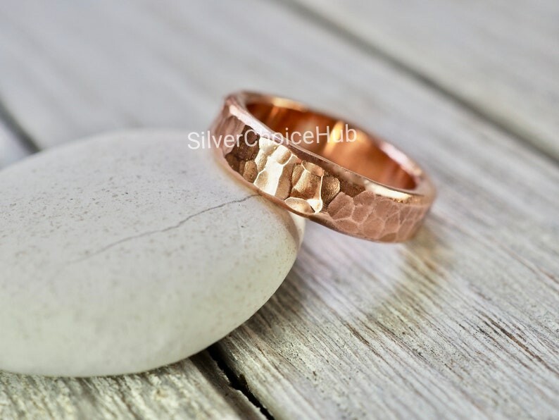Pure Copper Ring Hammered Copper Band Ring Hammered Solid Copper Men's Ring B95