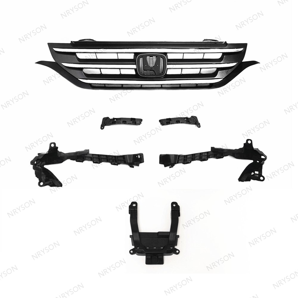6PC For Honda CR-V CRV 2012-2014 Bumper Headlight Brackets + Front Grille Chrome
