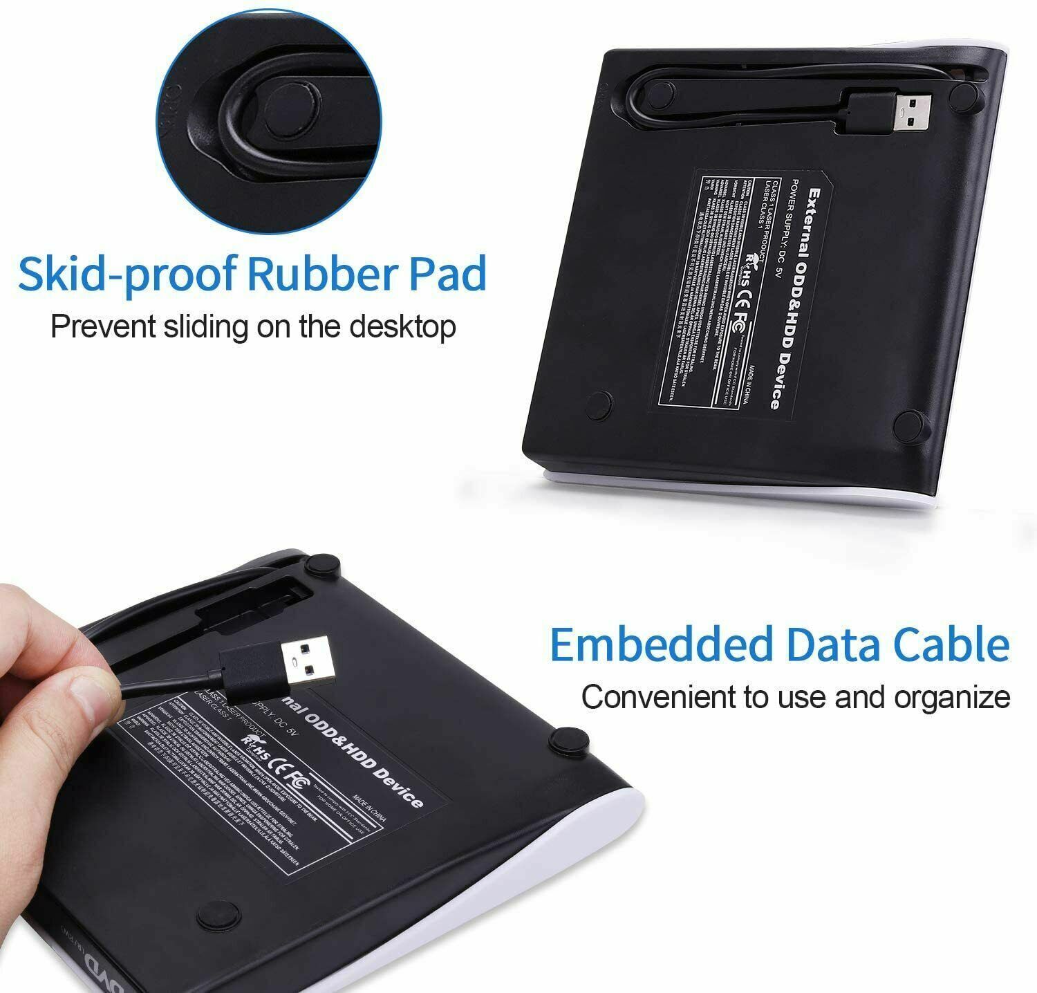 Slim External Drive USB 3.0 Disc Player CD DVD Burner Writer For Laptop PC Mac