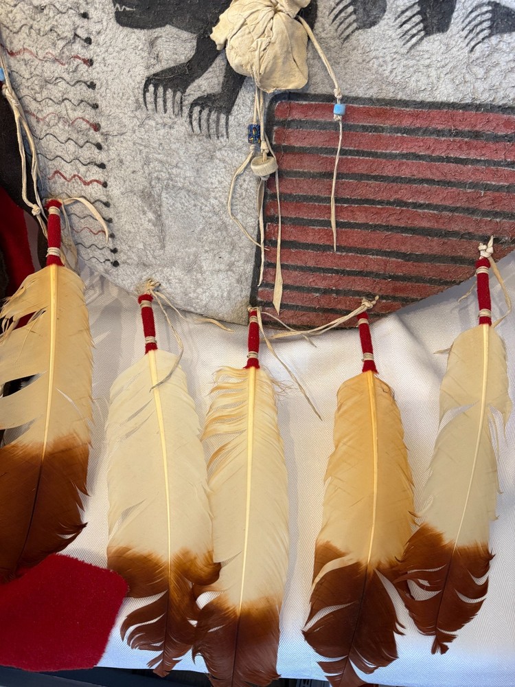 Distinctive Kiowa-Type Design Bear Shield on Buffalo Hide