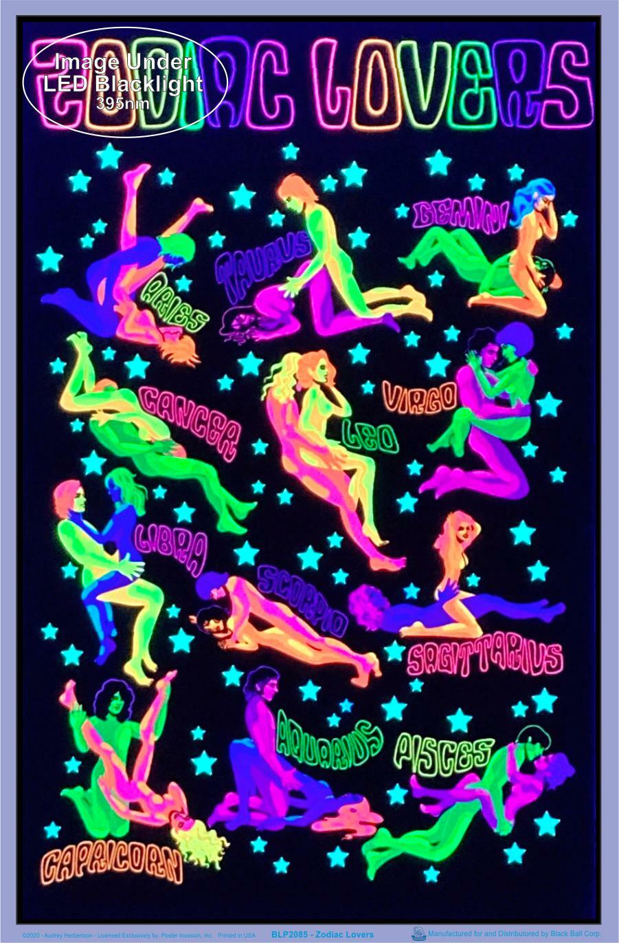 Zodiac Lovers Blacklight Poster - Flocked - 23" x 35"