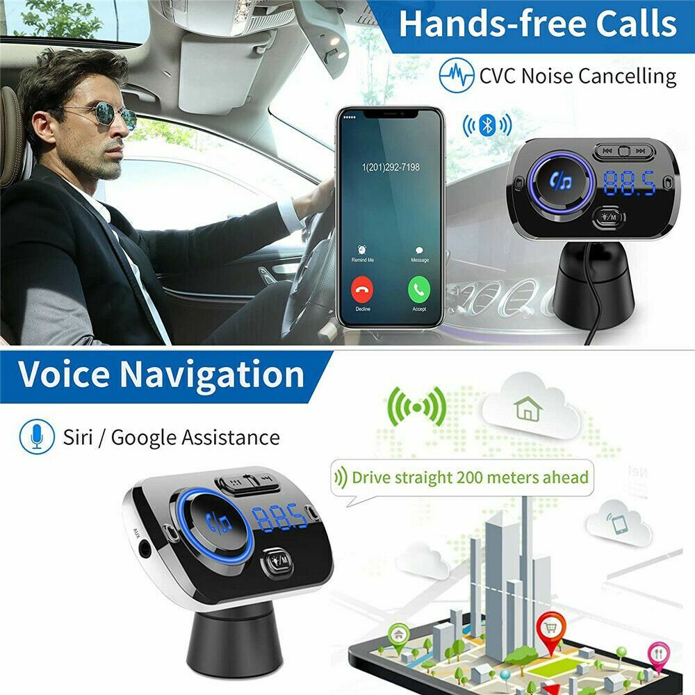 Handsfree Bluetooth FM Transmitter Wireless Radio Adapter Car Kit Mp3 Player USB