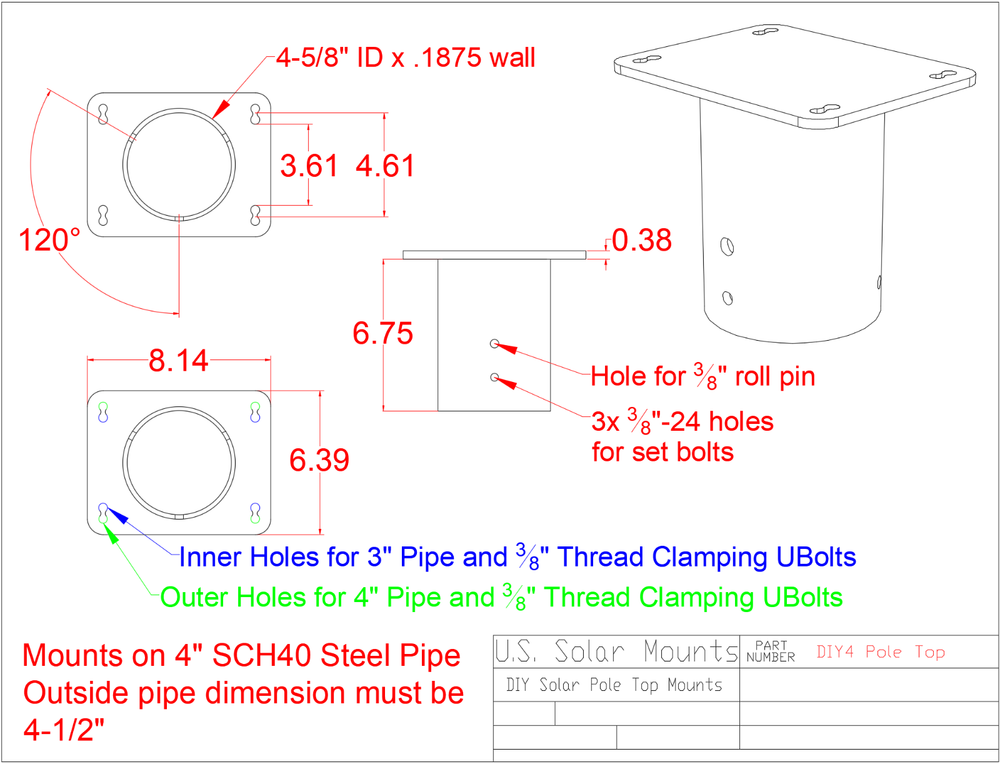 Off-Grid 4" Solar Racking SlipFitter - DIY Solar Racking Parts