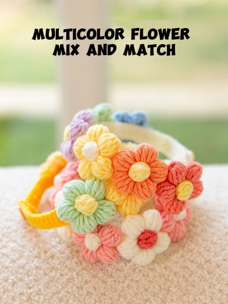 puff flower knitted collar