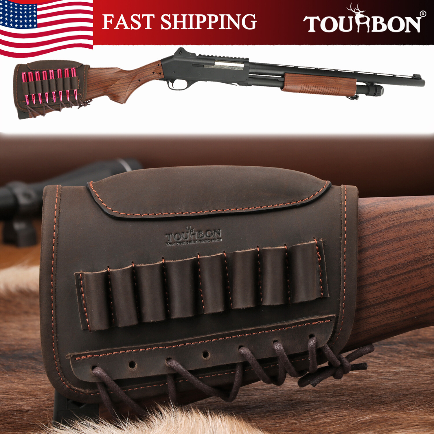 TOURBON Hunting Cheek Rest Riser Rifle Cartridges Ammo Holster Buttstock Sleeve