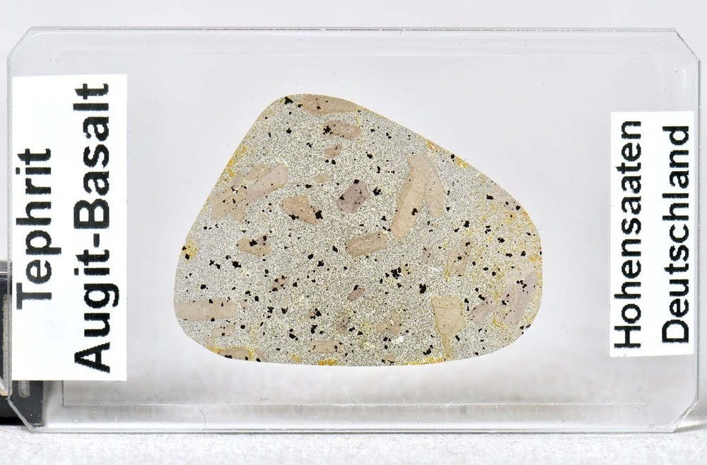 TEPHRITE Augite Basalt volcanic rock thin section STUNNING microscope slide