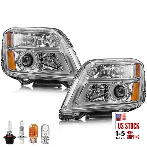 Headlight Assembly Compatible with GMC Terrain 2010 2011 2012 Pair with Bulbs