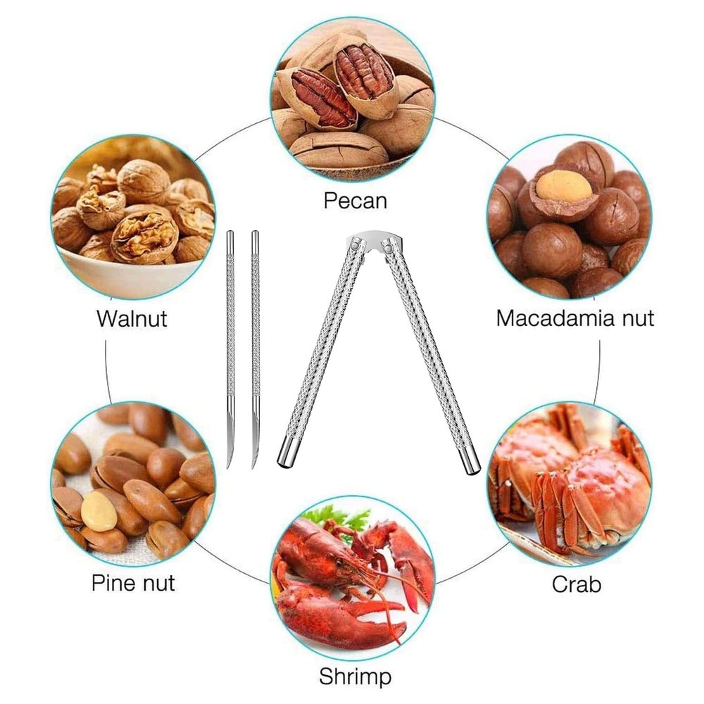 Nut Cracker Tool,Stainless Steel Nut Crackers for All Nuts Silver Medium
