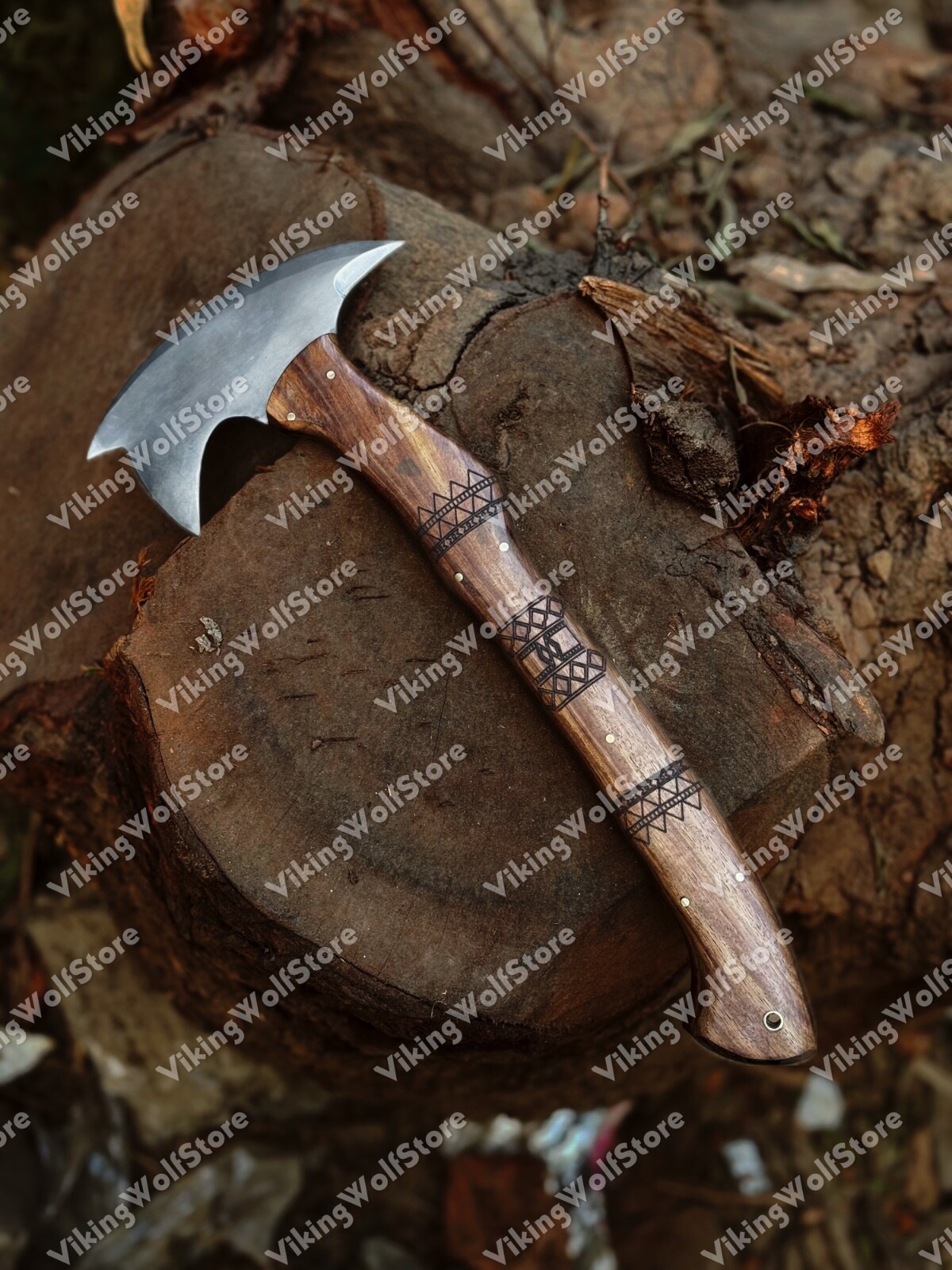 CUSTOM HANDMADE 14" CARBON STEEL REPLICA WINKLER HUNTING/THROWING AXE W/SHEATH
