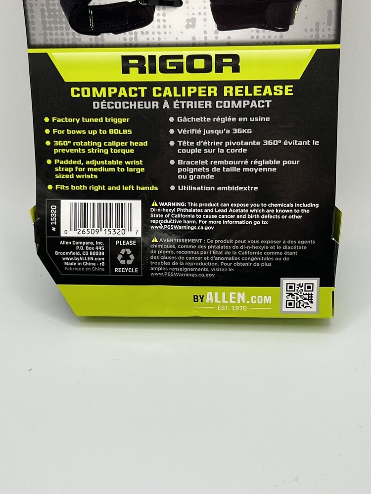 Allen Compact Bow Release Pulse Rigor Adjustable Rotating Head Hunting Accessory