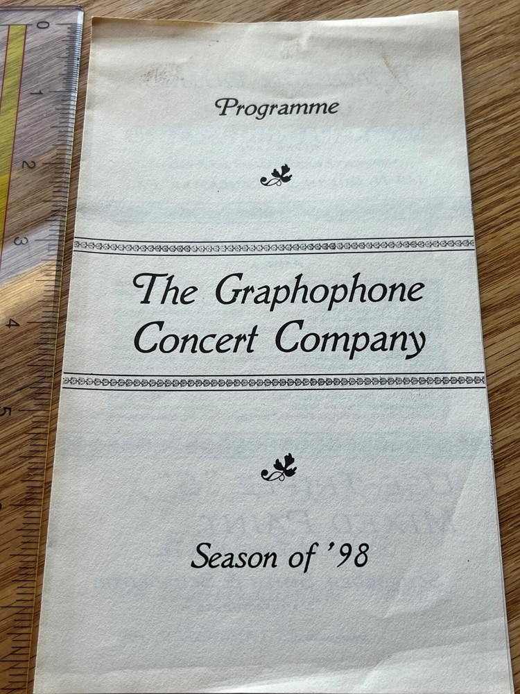 The Graphophone Concert Company 1898 Program
