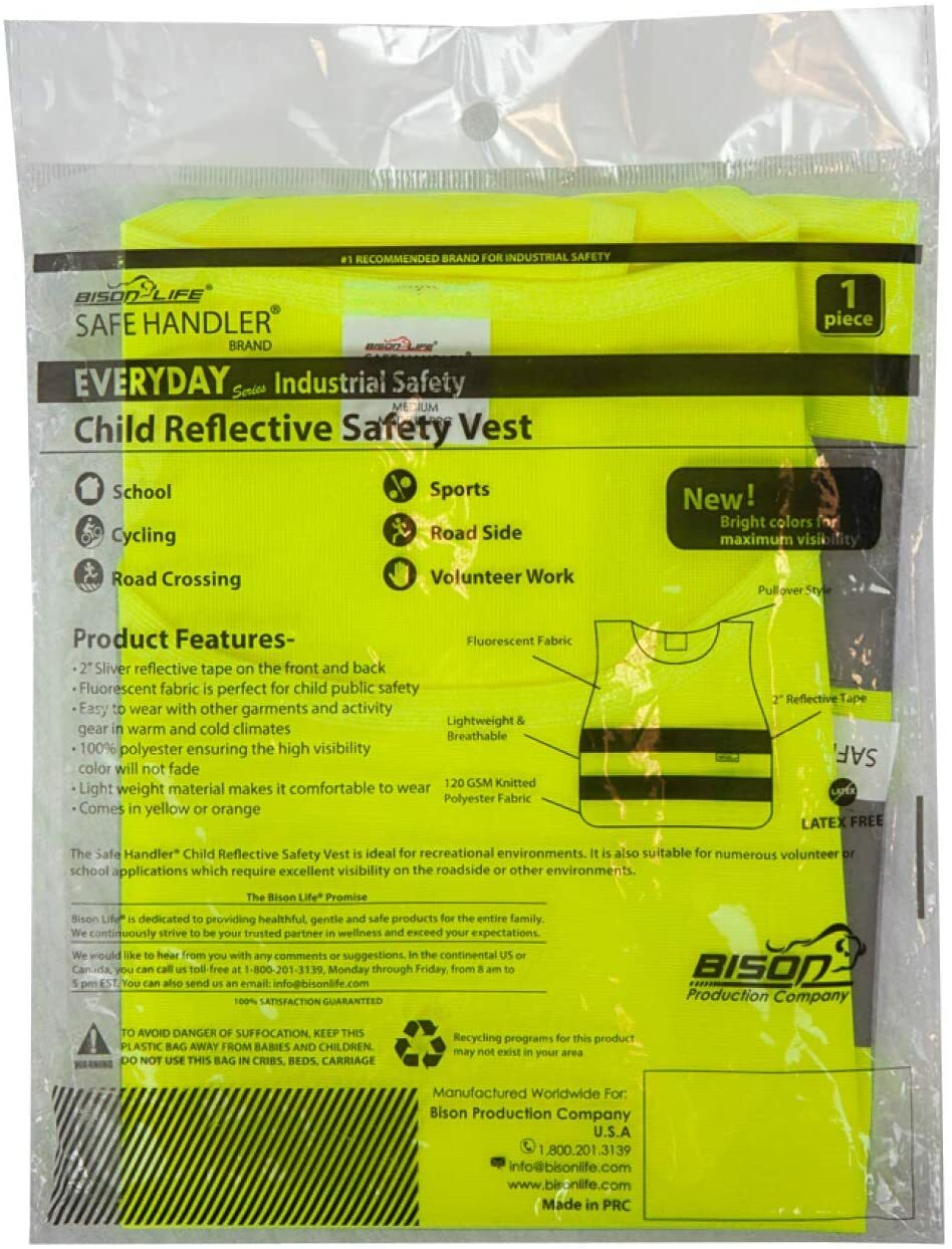 Reflective Safety Vest for Child Yellow Polyester 2-Pack New