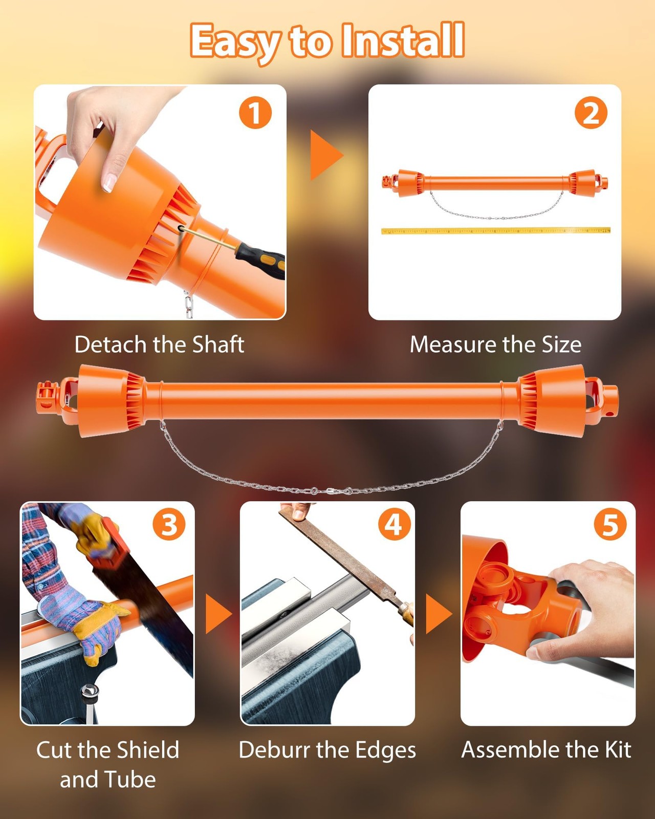 Series 4 Tractor 43"-61" Brush Hog PTO Shaft for Bush Hog 1 3/8" PTO Drive Shaft