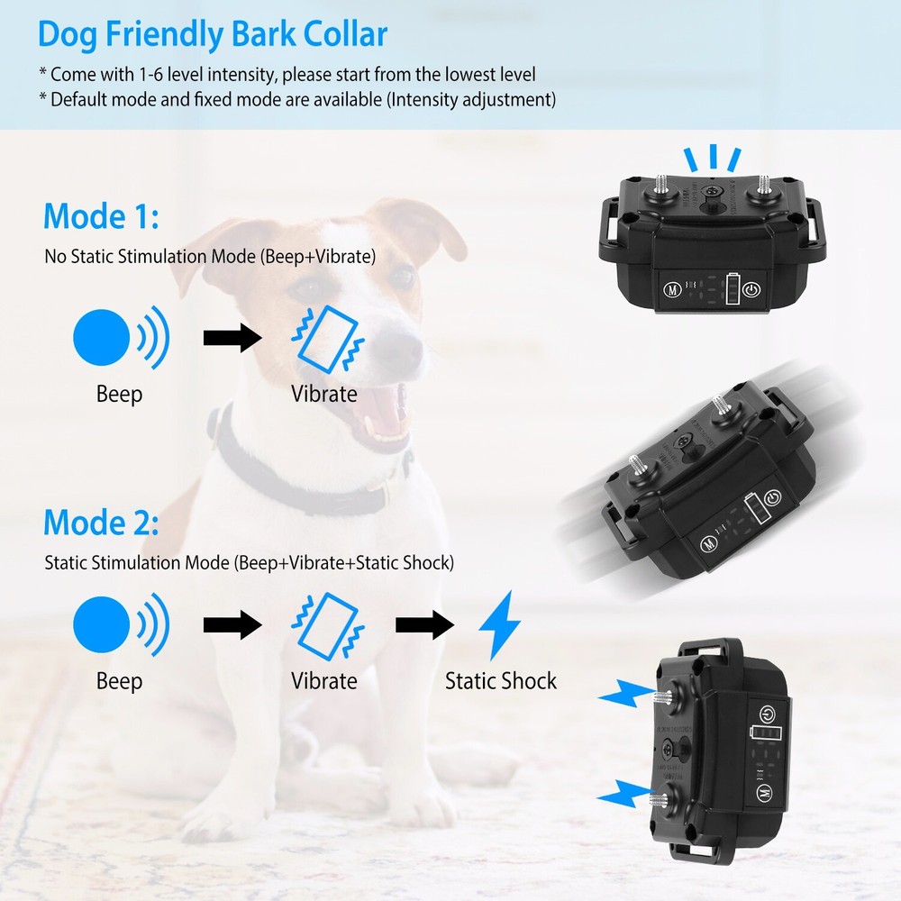 Rechargeable Dog Training Collar LCD Screen Automatic Anti Bark No Barking Shock